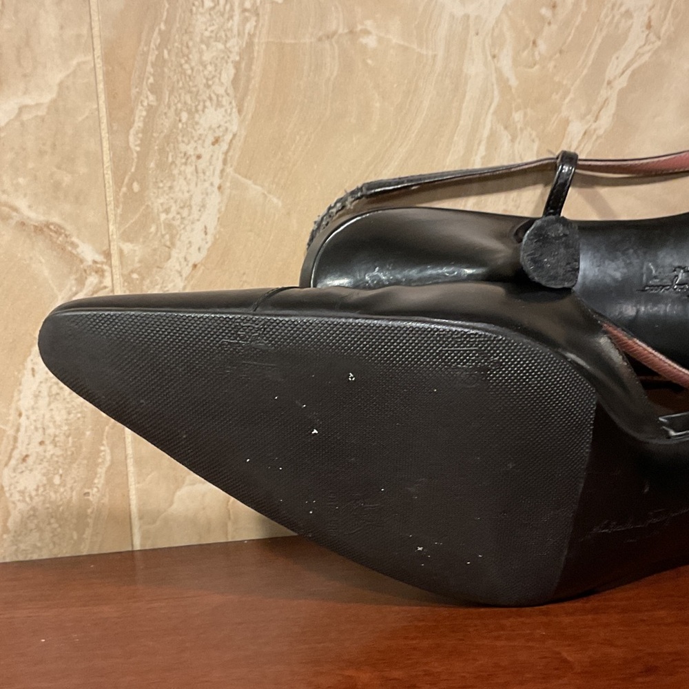 Salvatore Ferragamo Black Slingback Heels, Size 8.5B - Picture 13 of 13